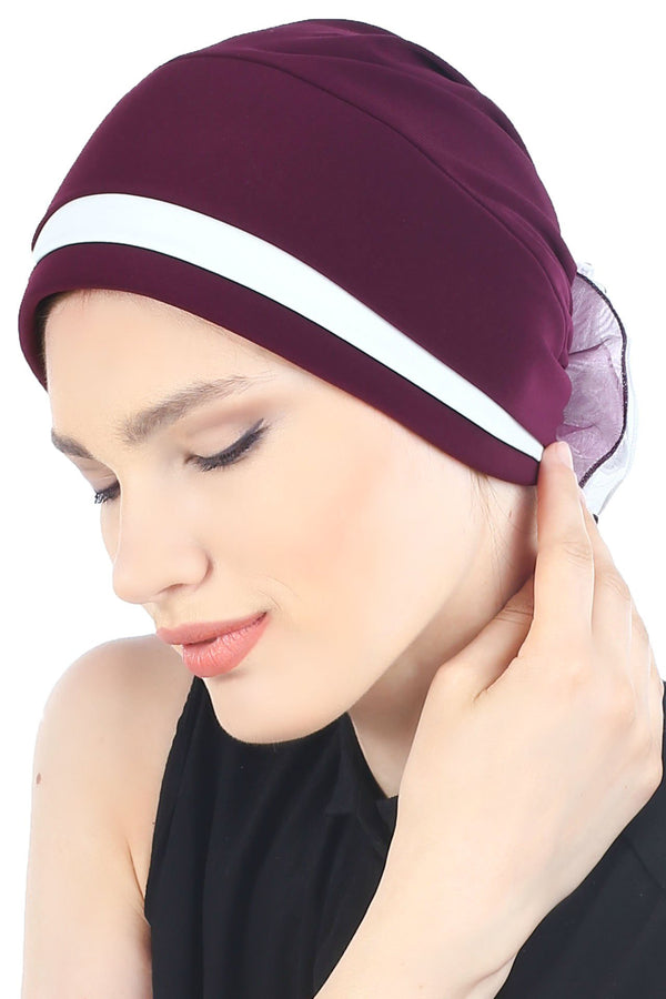 Deresina Padded hat for cancer patients mulberry cream