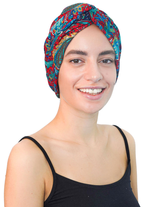 Gedrehte Kopfbedeckung mit Paisley-Print, neues Design (Koralle)