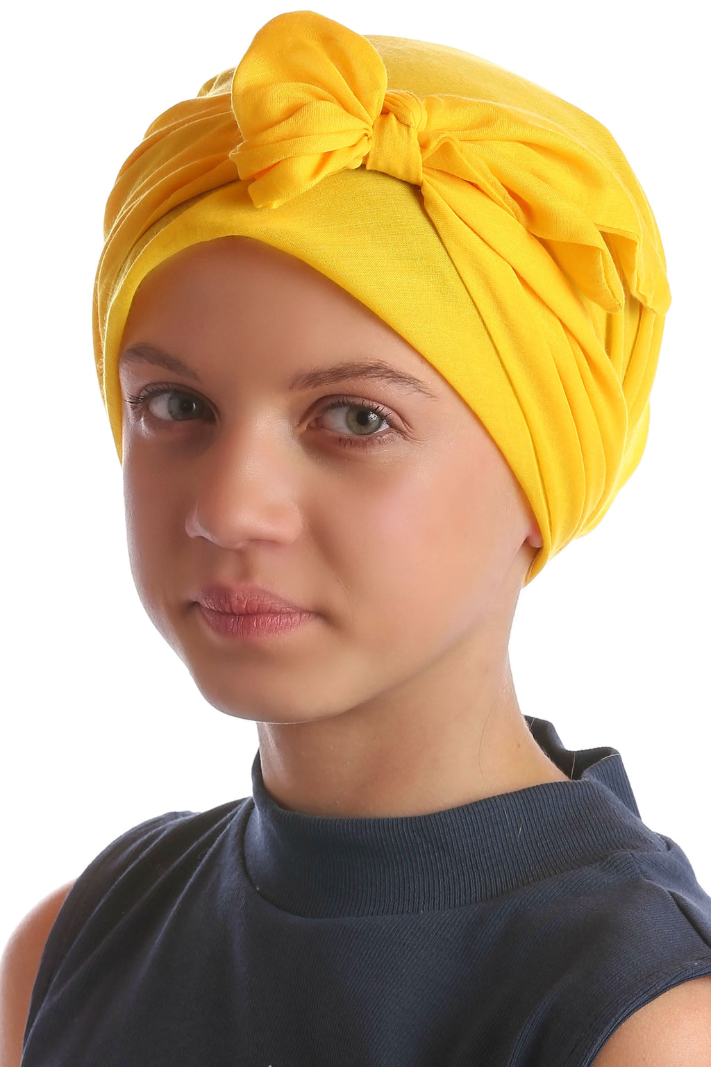 Einfach zu bindendes Kopftuch für Mädchen - Sonnengelb