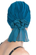 Deresina Twisted pleated cancer headwear teal