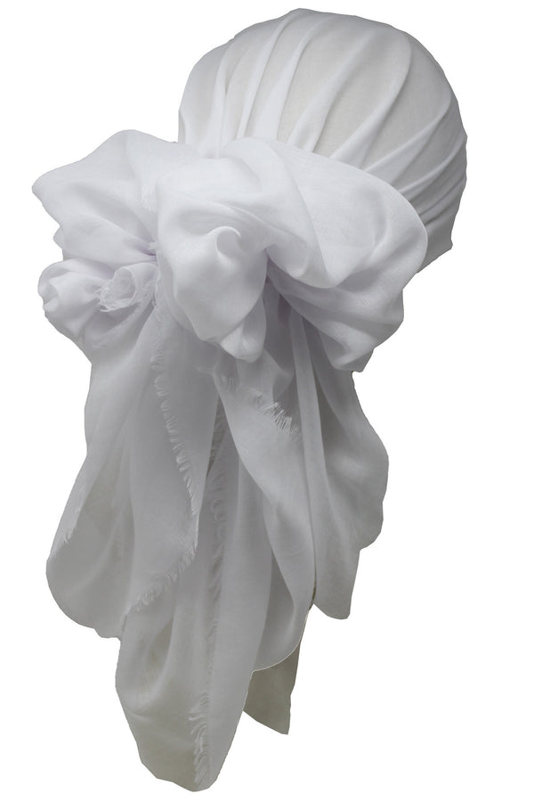 Ultraweiches Kopftuch - Weiß mit Kanten 