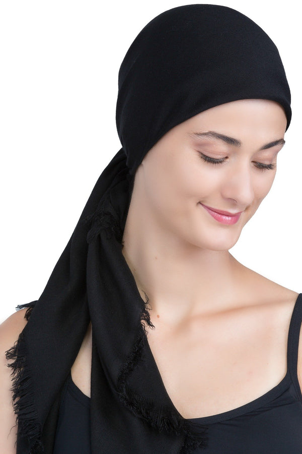 Deresina Seasonal Chemo Headscarf Black With Edges
